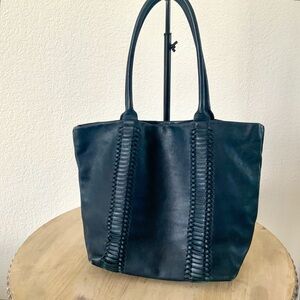 Vintage Berge Italy Navy Leather Shoulder Bag